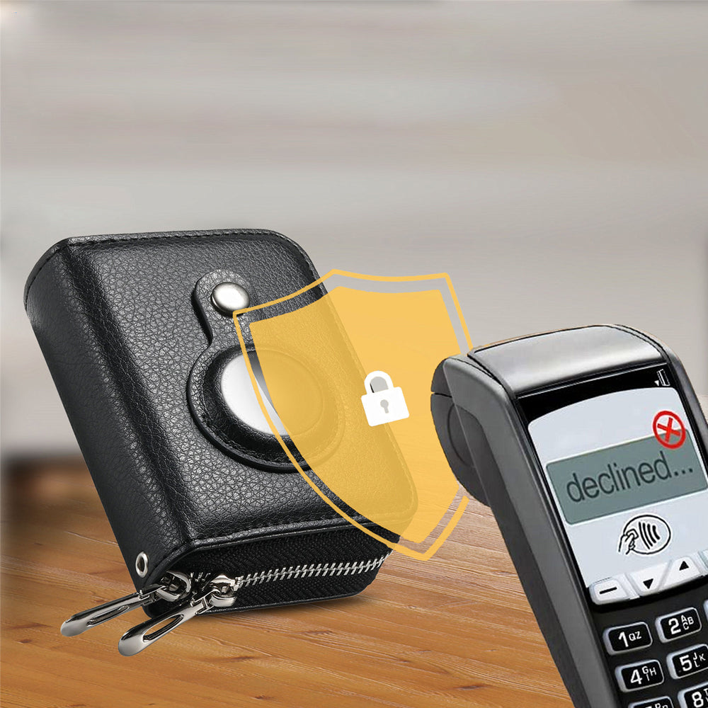 Black RFID Blocking Wallet Money Clip Purse Case Card Holder for AirTag