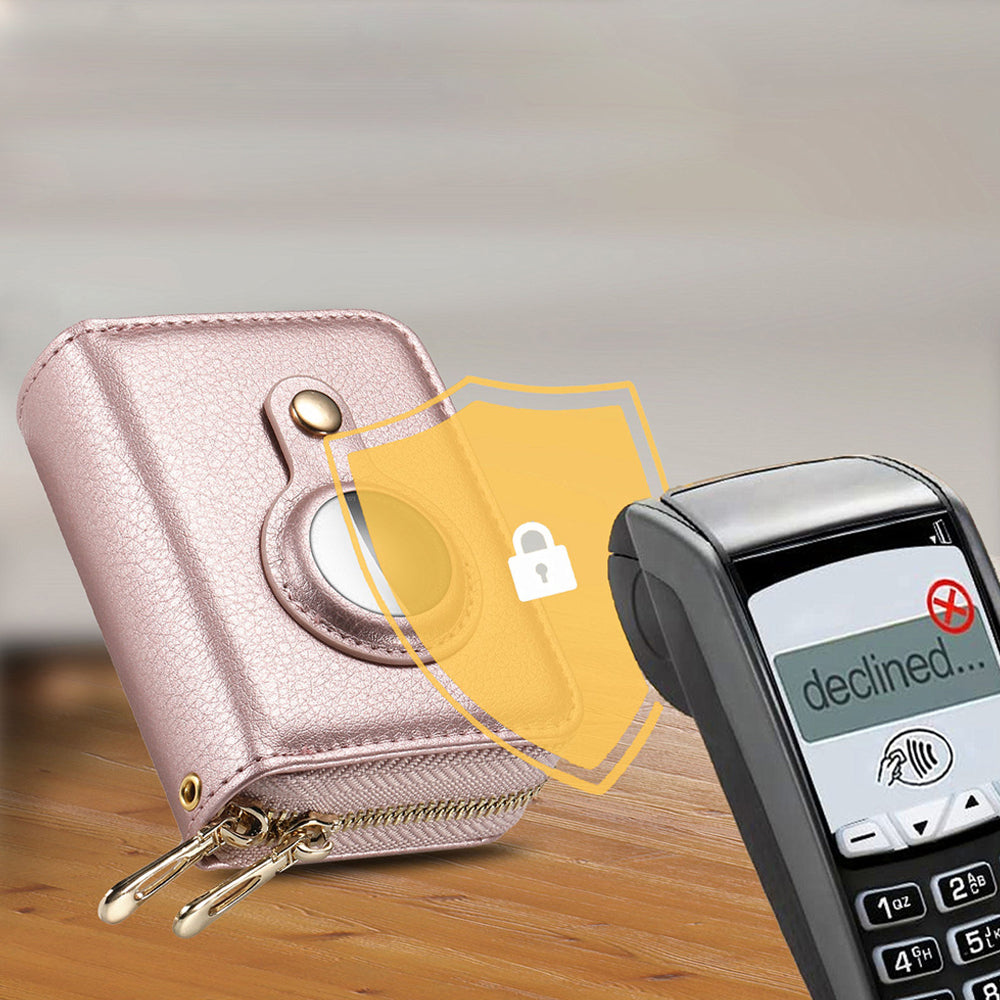 Rose Gold RFID Blocking Wallet Money Clip Purse Case Card Holder for AirTag