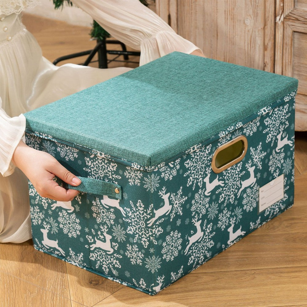 4Pcs Christmas Reindeer Foldable Storage Basket Storage Bin Organiser Cube - Grey