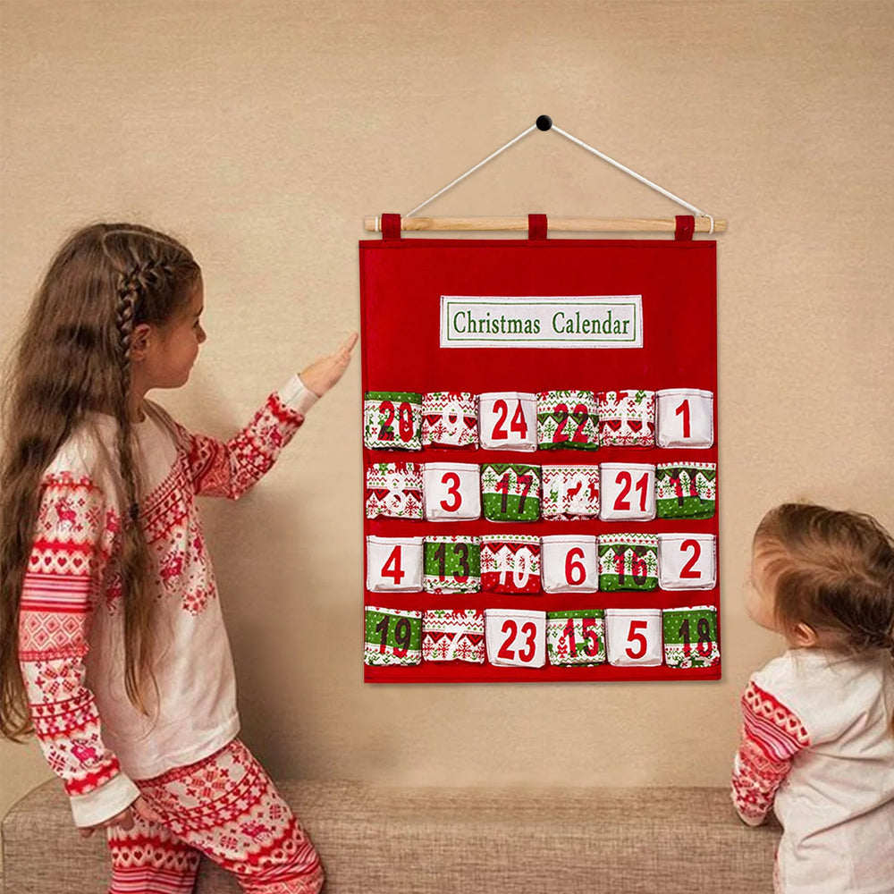 Christmas 24 Days Countdown Calendar Candy Bag Advent Calendar Xmas Storage Sack