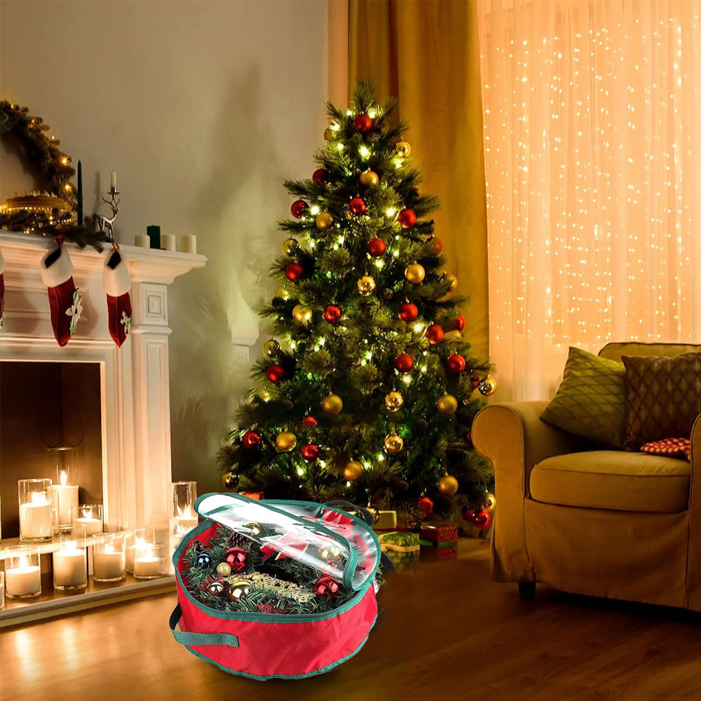 Red Christmas Wreath Storage Bag Garland Storage Container