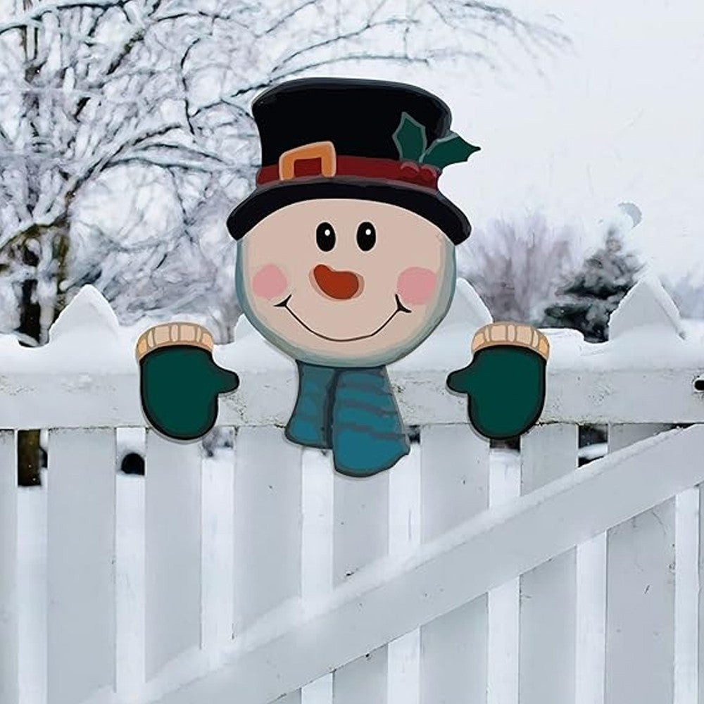 Christmas Fence Peeker Decoration Christmas Theme DIY Outdoor Garden Signs