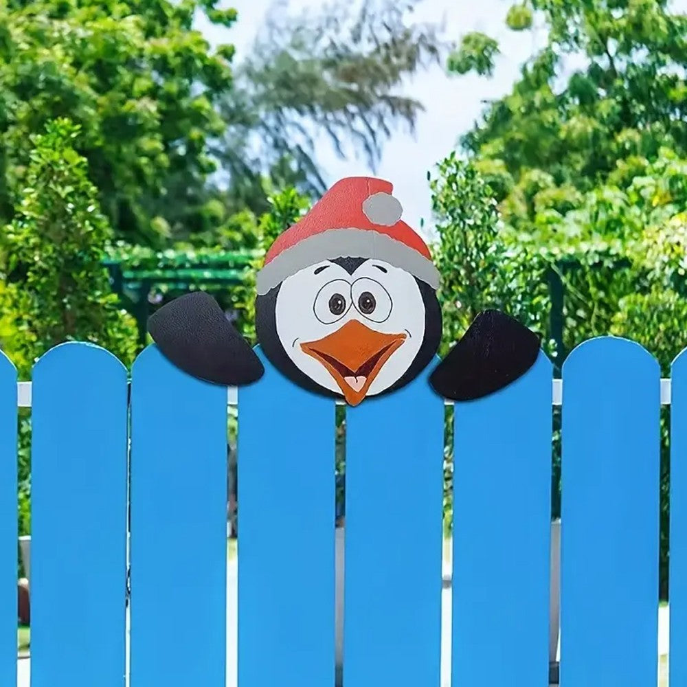Christmas Fence Peeker Decoration Christmas Theme DIY Outdoor Garden Signs