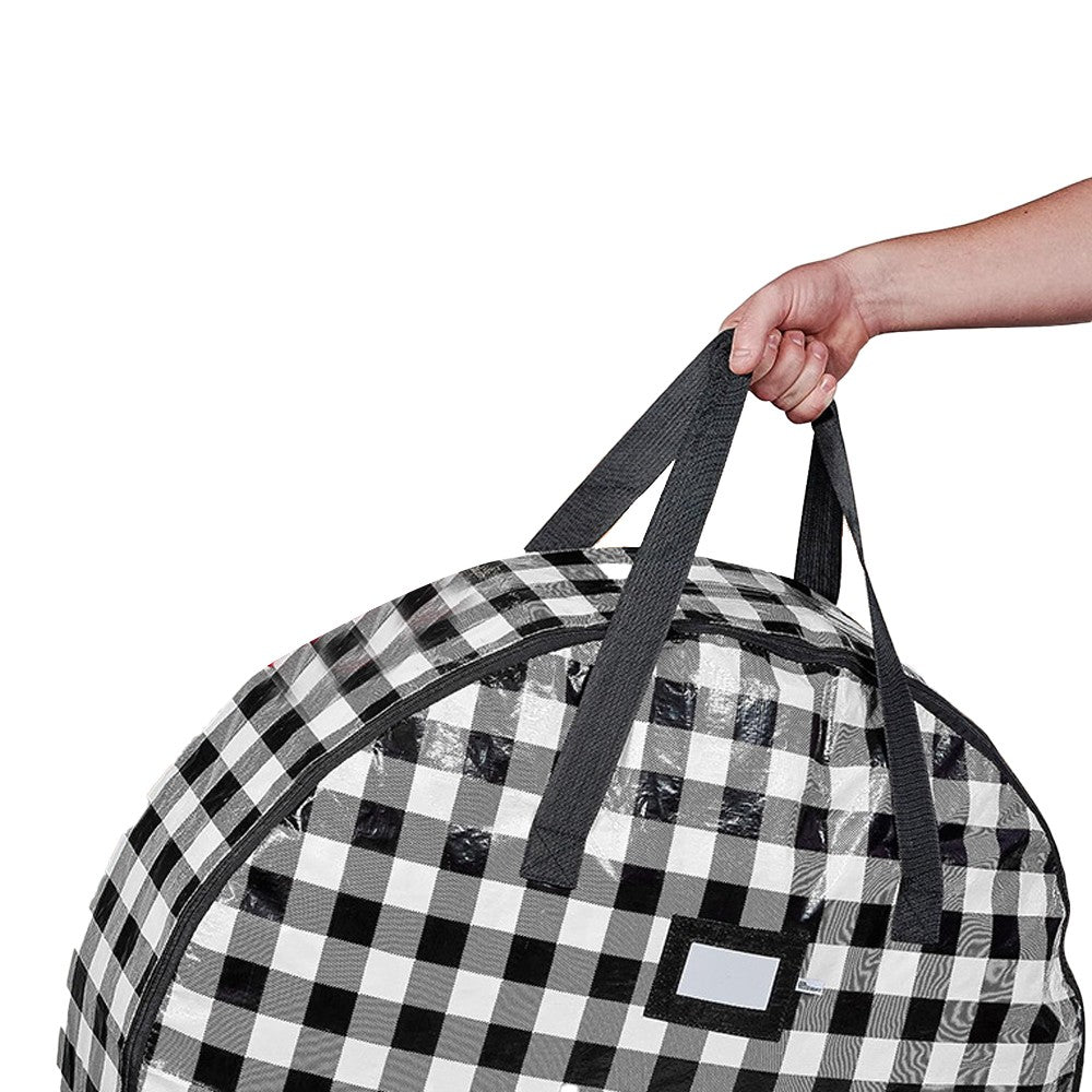 76x20cm Black Christmas Wreath Storage Bag with Dual Zippers