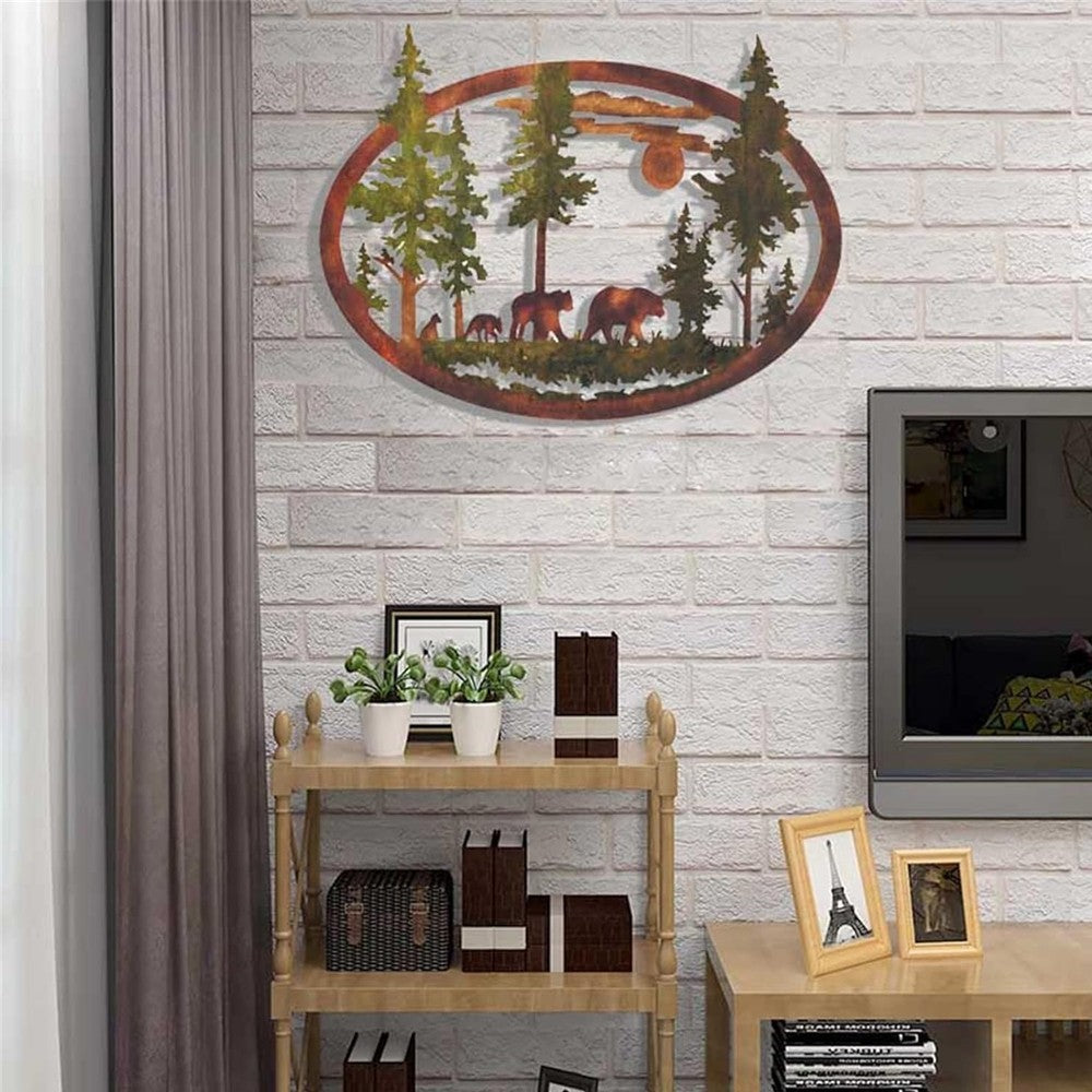 Bear Forest Metal Wall Art Decor for Office Home Wall Decorations Style2
