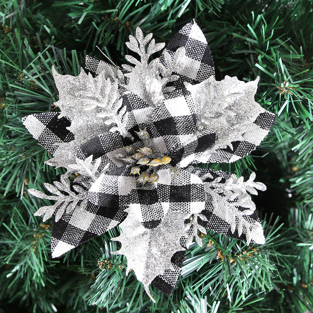 20Pcs Christmas Tree Decorative Artificial Flower Glitter Simulate Flowers
