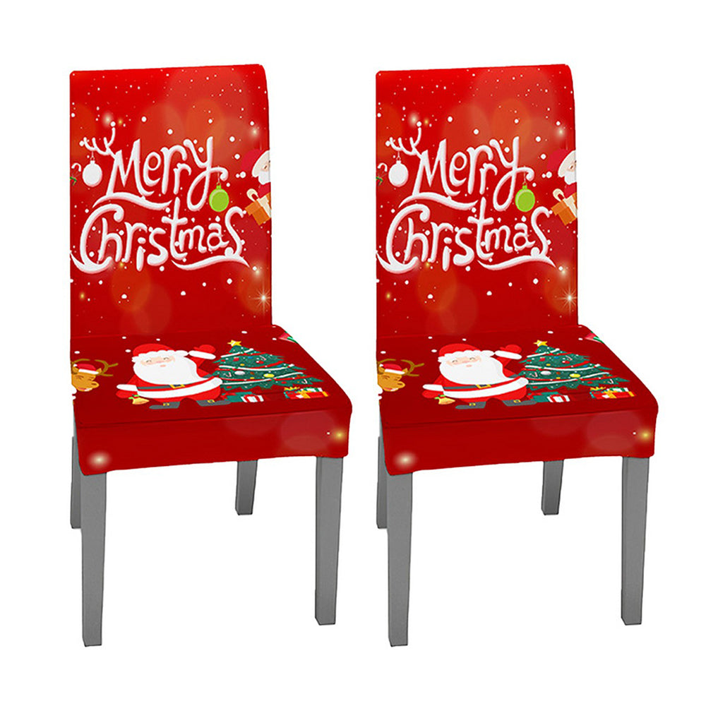 4XChristmas Chair Cover Xmas Chair Slipcover Santa Dining Chair Protector Style2