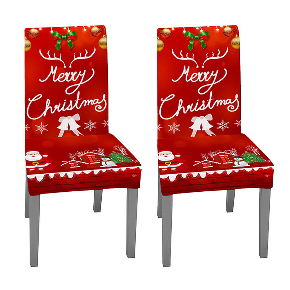 2X Christmas Chair Cover Xmas Chair Slipcover Dining Chair Protector Style4