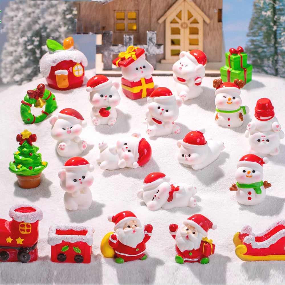 1 Set of 21Pcs Christmas Miniature Ornaments Resin Christmas Figurines Decor