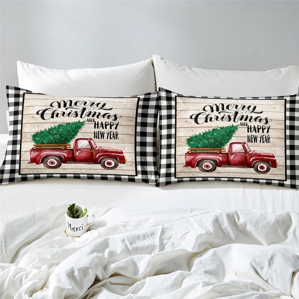 Christmas Printed Bedding Set Quilt Cover Pillowcases Set for King Bed - Style 2