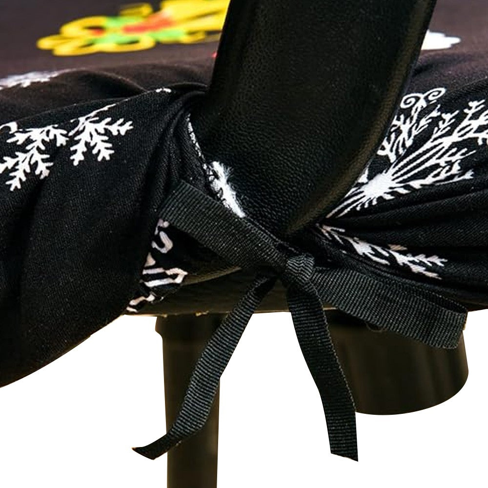 Christmas Printed Stretch Removable Swivel Office Chair Cover - Black L