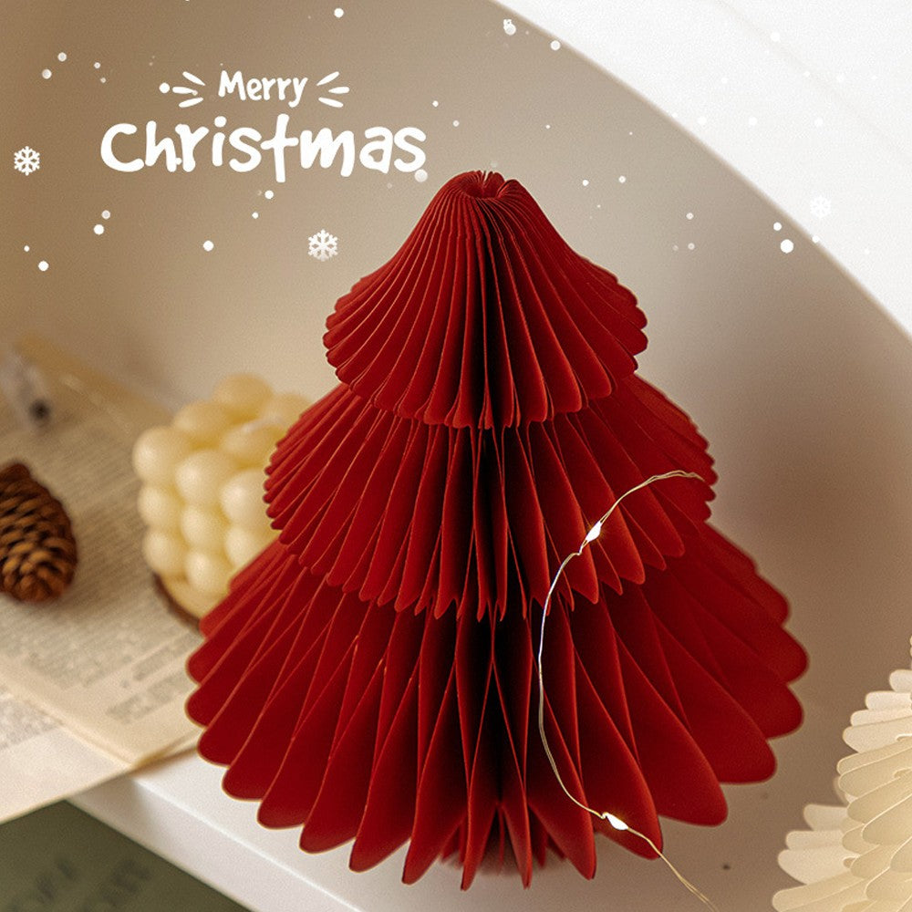 1Pc 20cm Tabletop Paper Honeycomb Christmas Tree Xmas Party Home Decor - Red