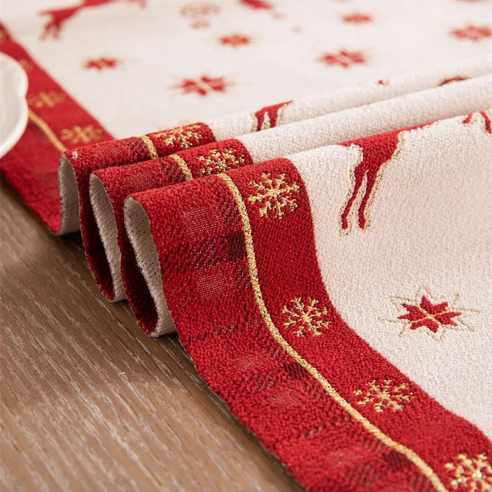 35x180cm Christmas Jacquard Tassel Table Runner - Style 2
