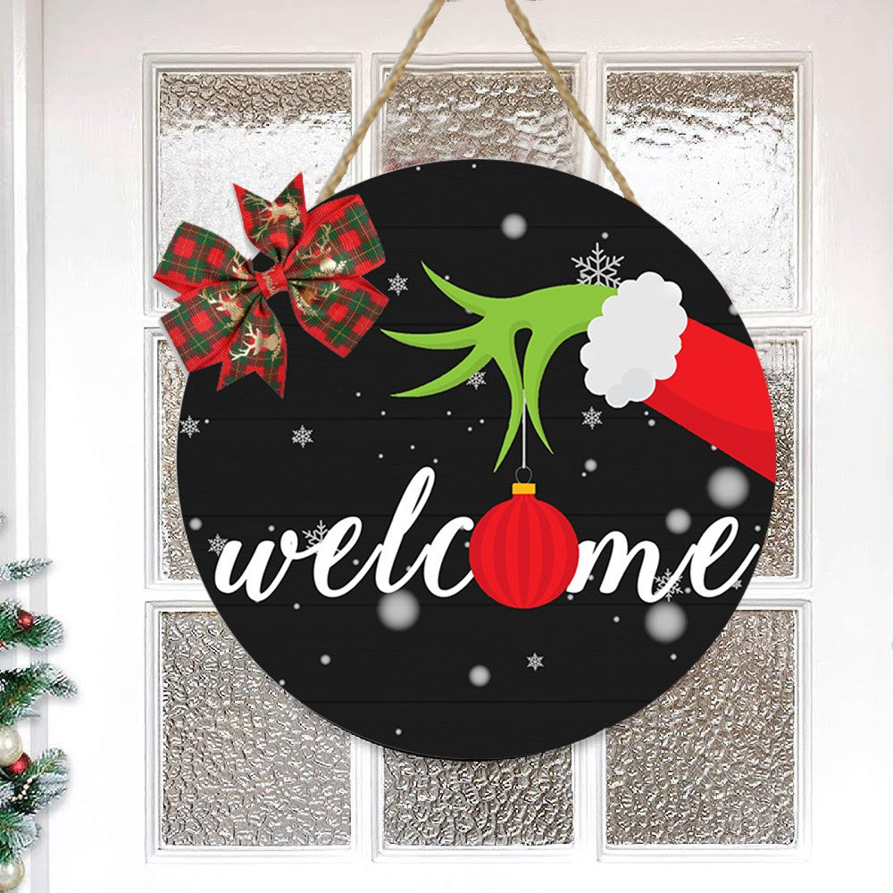 Wooden Christmas Door Hanging Sign Xmas Home Door Wall Decor - Style 2