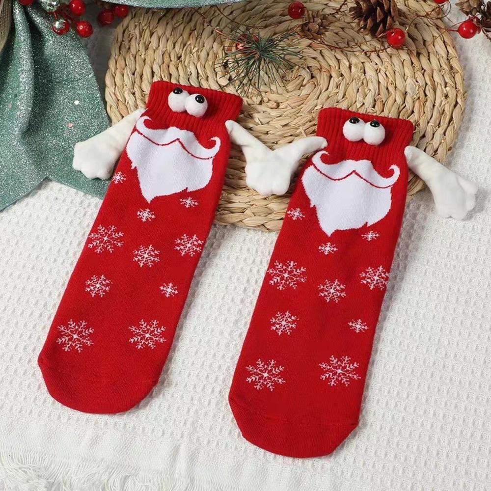 3 Pairs of Christmas Holding Hands Socks Mixed Color Socks for Couples Bestie - Set 3