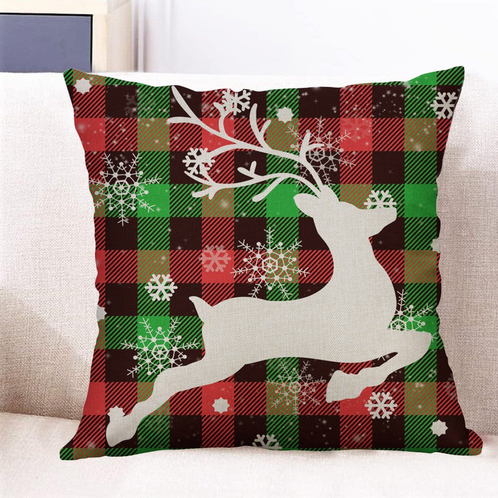 4Pcs 45x45cm Linen Christmas Pillow Cover Throw Pillowcase Christmas Decorations