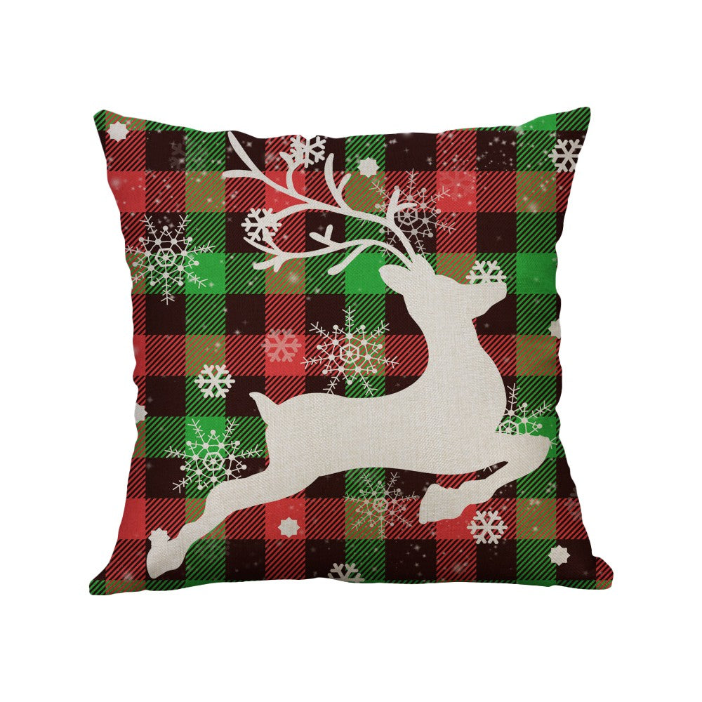 4Pcs 45x45cm Linen Christmas Pillow Cover Throw Pillowcase Christmas Decorations
