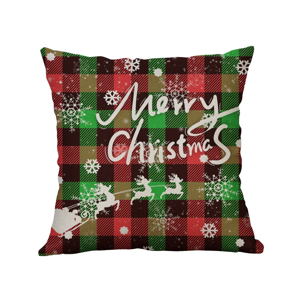 4Pcs 45x45cm Linen Christmas Pillow Cover Throw Pillowcase Christmas Decorations