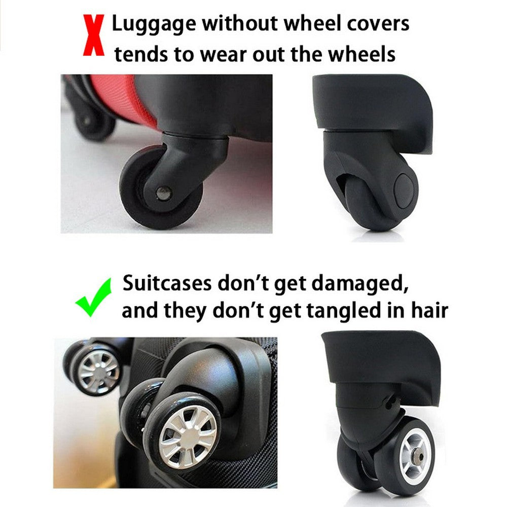 8Pcs Silicone Luggage Wheels Cover Suitcases Wheel Protection Cover - Blue