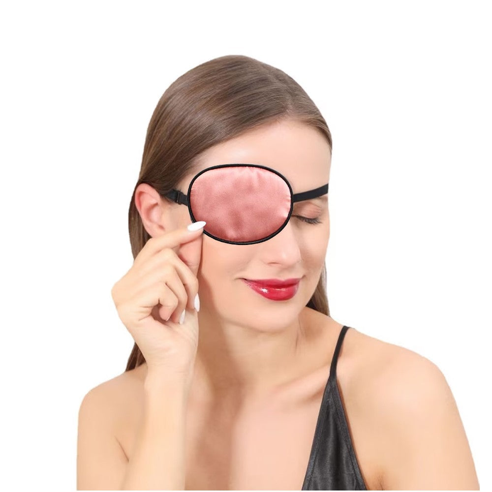 2Pcs 100% Mulberry Silk Eye Patch for Adults - Champagne and Pink