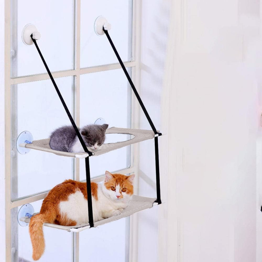 Double Layer Summer Cat Hammock Hanging Bed - Grey