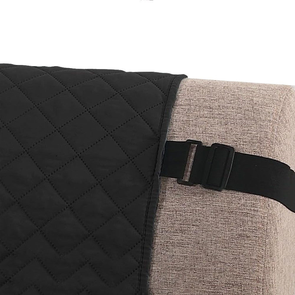 178cm Water-repellent Futon Sofa Cover Reversible Armless Sofa Slipcover - Black