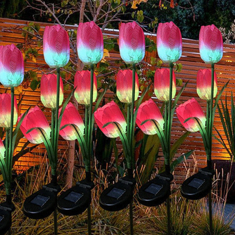 4Pcs Solar Tulips Light Water-resistant Yard Stake Light Garden Landscape Light