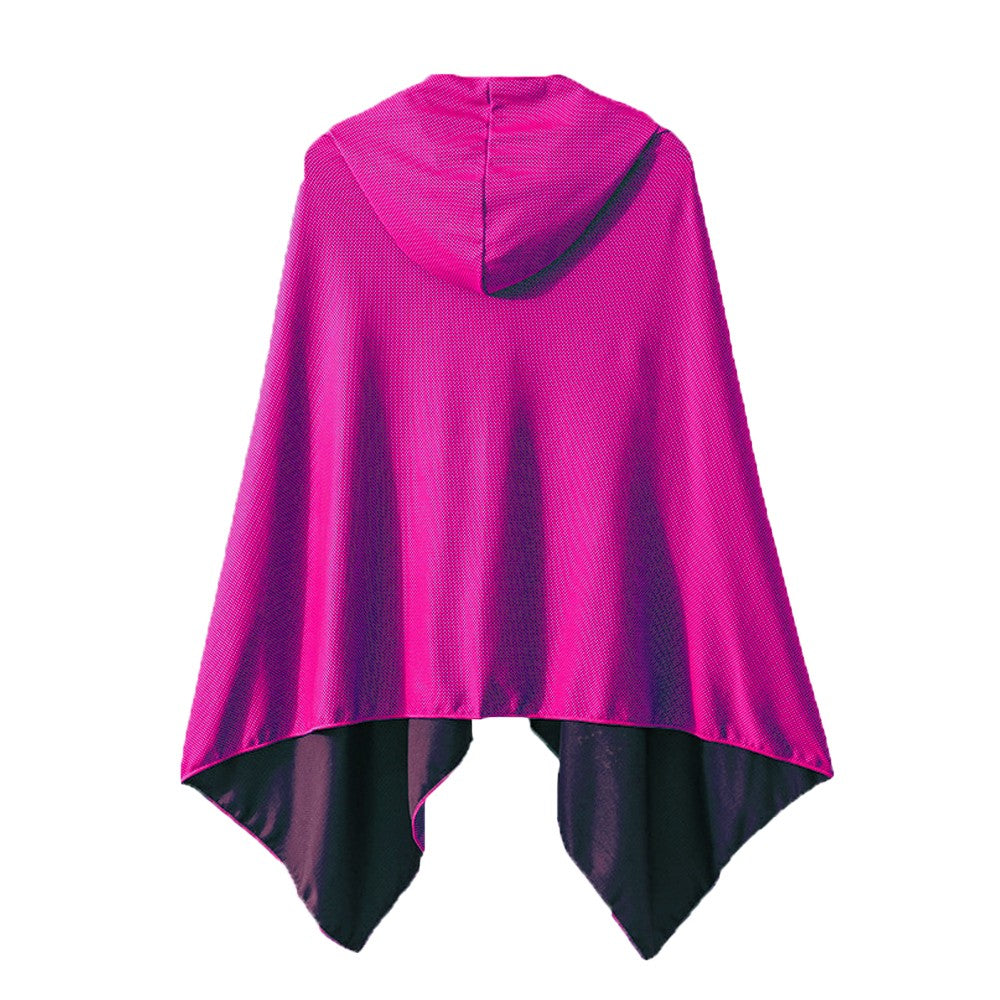 Cooling Beach Poncho Quick Drying Beach Hoodie Sun Protection Cloak - Rose Red