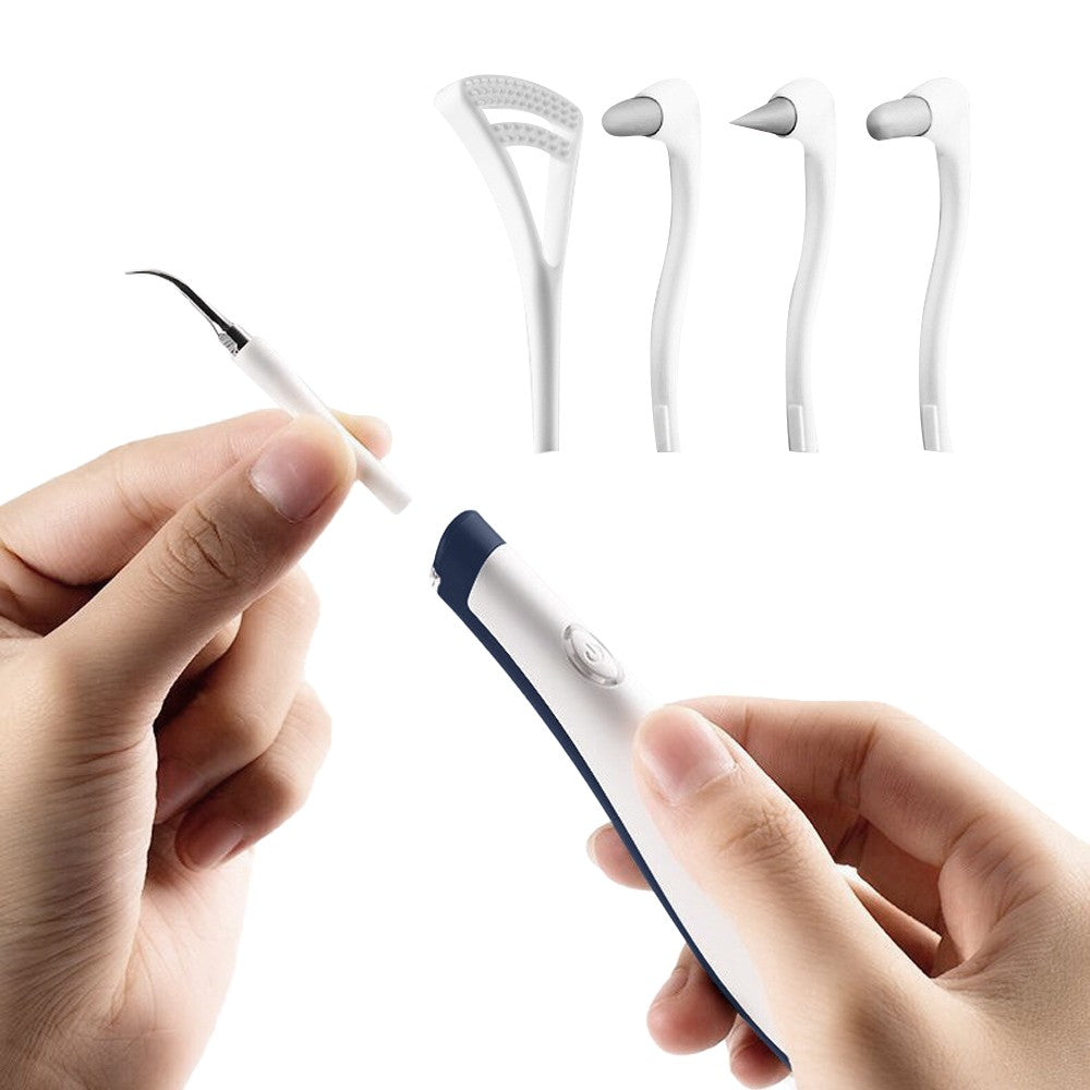 Electric Dental Calculus Remover Teeth Cleaner with 5 Cleaning Heads - White