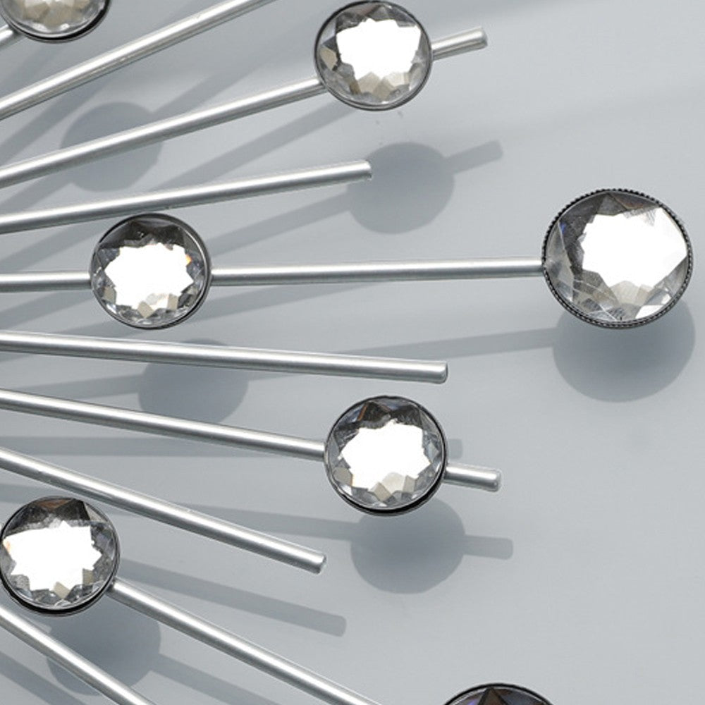 Metal Wall Clock 33cm Modern Round Silent Clock Home Decor - Silver