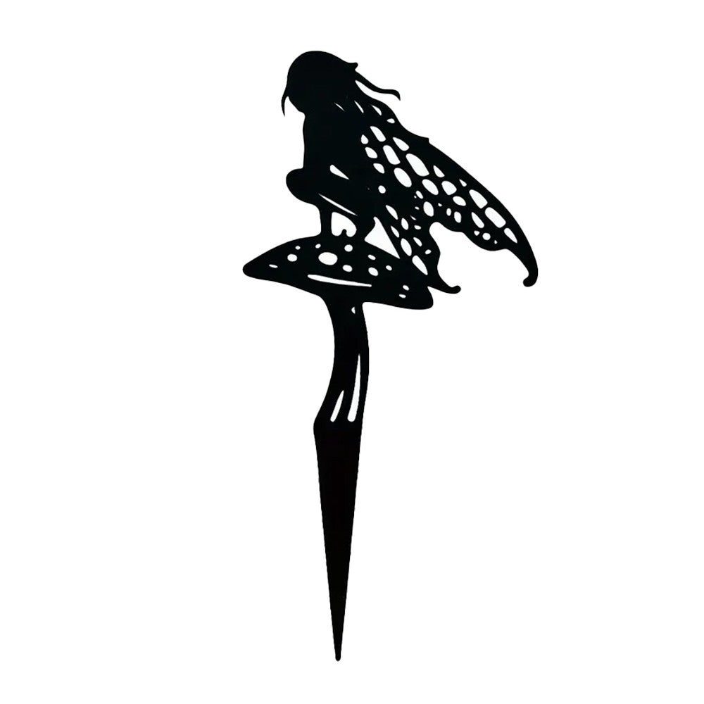 1Pc Fairy Silhouette Stake Outdoor Garden Metal Statue Sculpture Decor - Style 3
