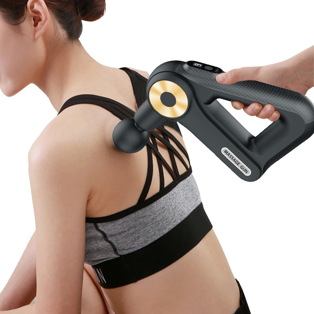 Electric Muscle Massage Gun Massager with 9 Massage Heads - Black with Gold