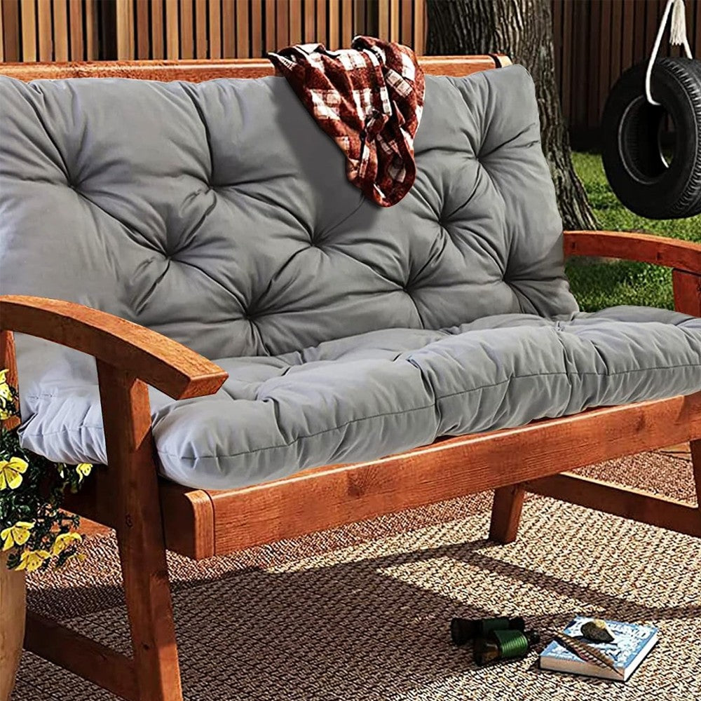 120x100x8cm Outdoor Swing Chair Cushion with Backrest Bench Soft Padded - Grey