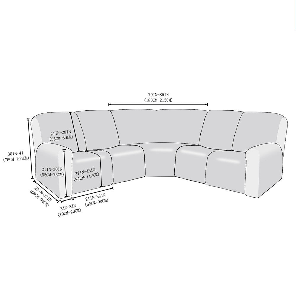 Stretch Sectional Recliner Sofa Covers for 5-seat Corner Couch - Navy Blue