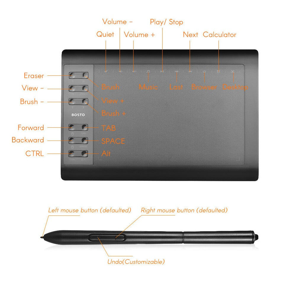 1060 Plus Digital Graphics Drawing Tablet with Stylus