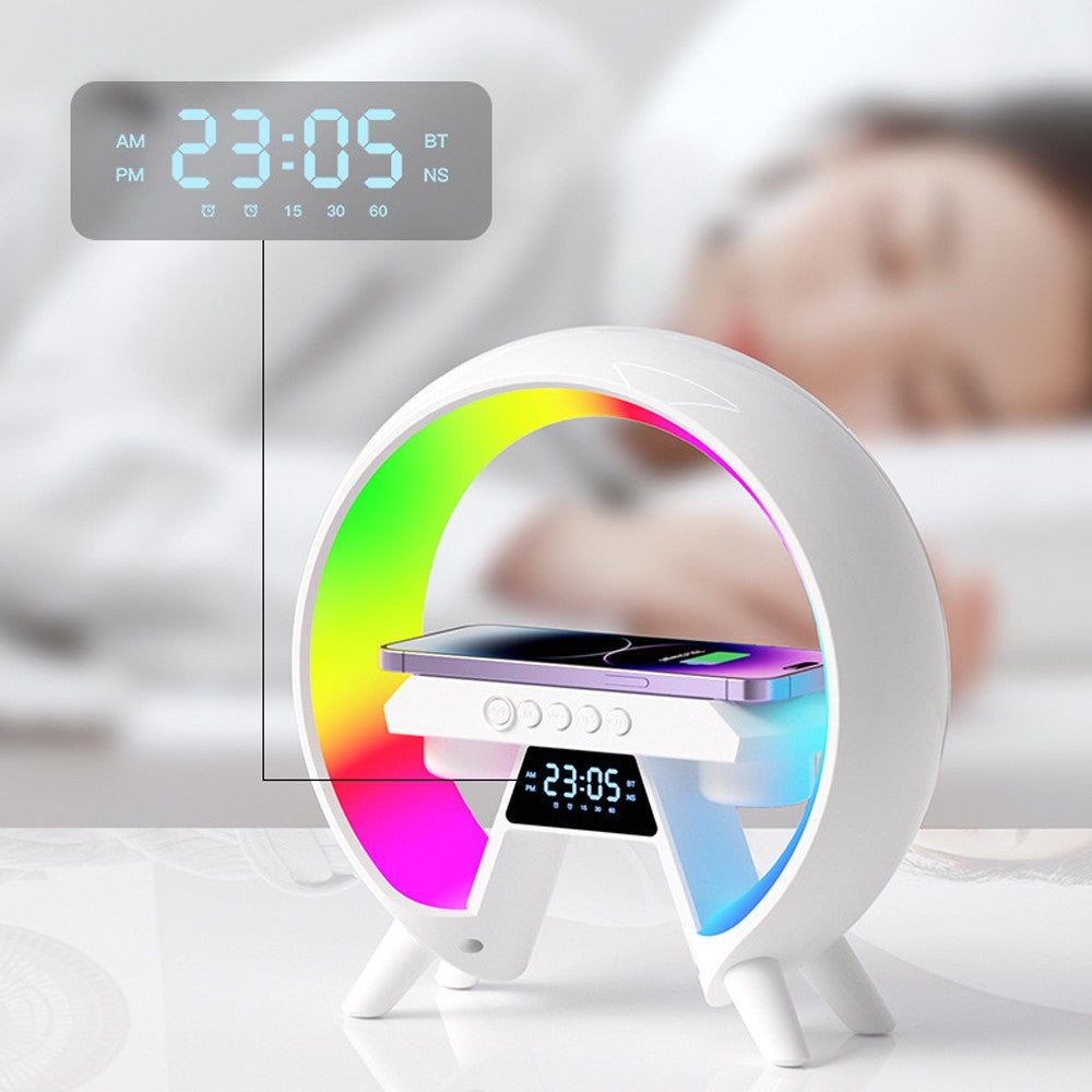 Bluetooth Speaker Alarm Clock with Wireless Charger and Night Light