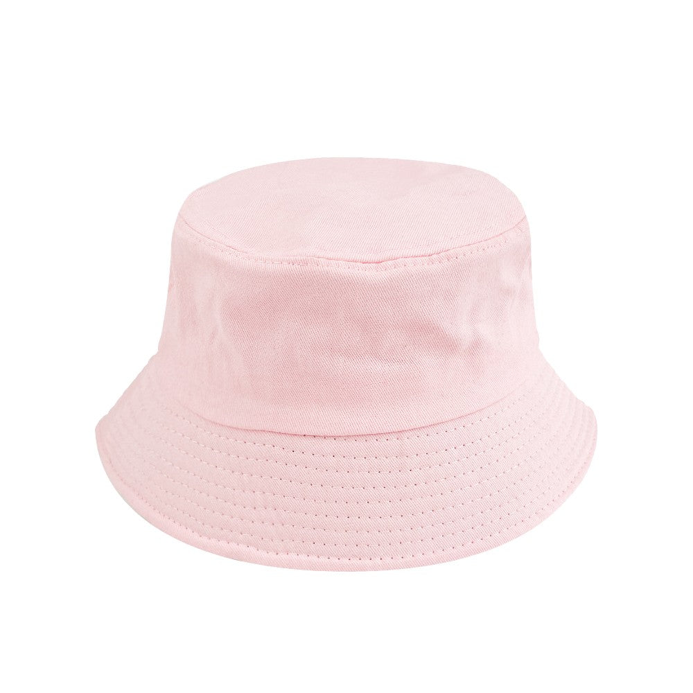 2Pcs Unisex Bucket Hat Cotton Outdoor Sun Cap - Light Blue + Pink