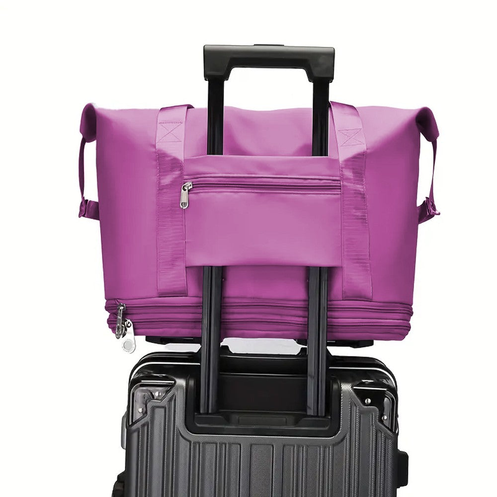 Expandable Travel Duffel Bag Overnight Luggage Bag with Wheels - Dark Purple