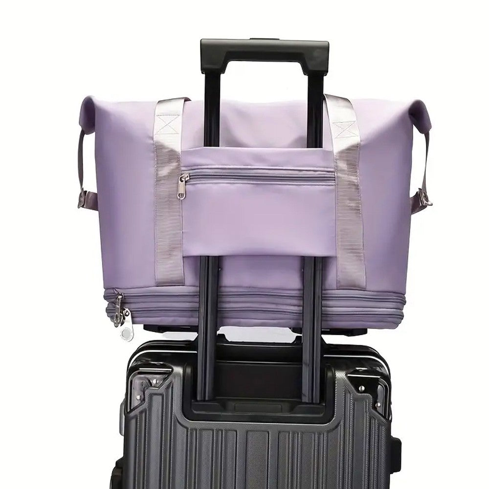 Rolling Duffel Bag with Wheels Expandable Duffle Bag Travel Overnight Luggage Bag Light Purple