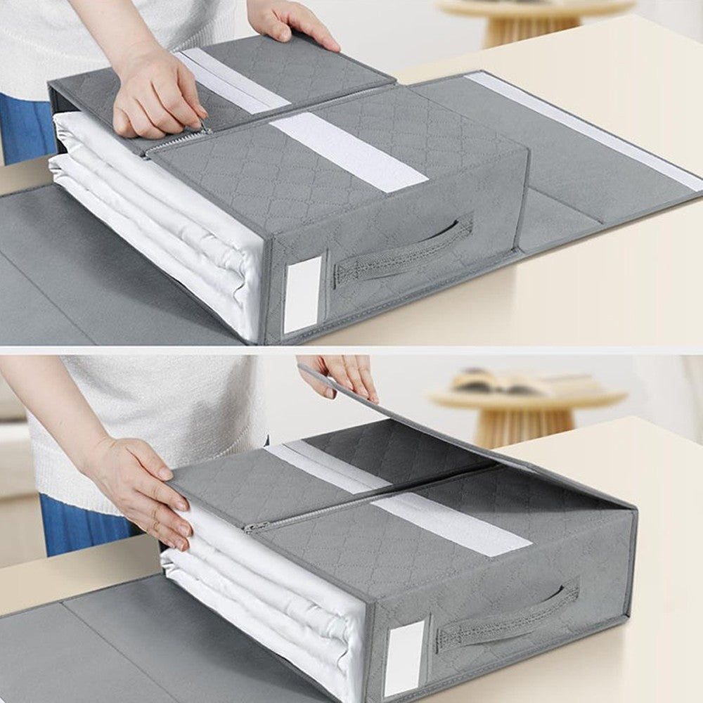 2Pcs Foldable Bed Sheet Organizer Wardrobe Bedding Storage Container - Style 1