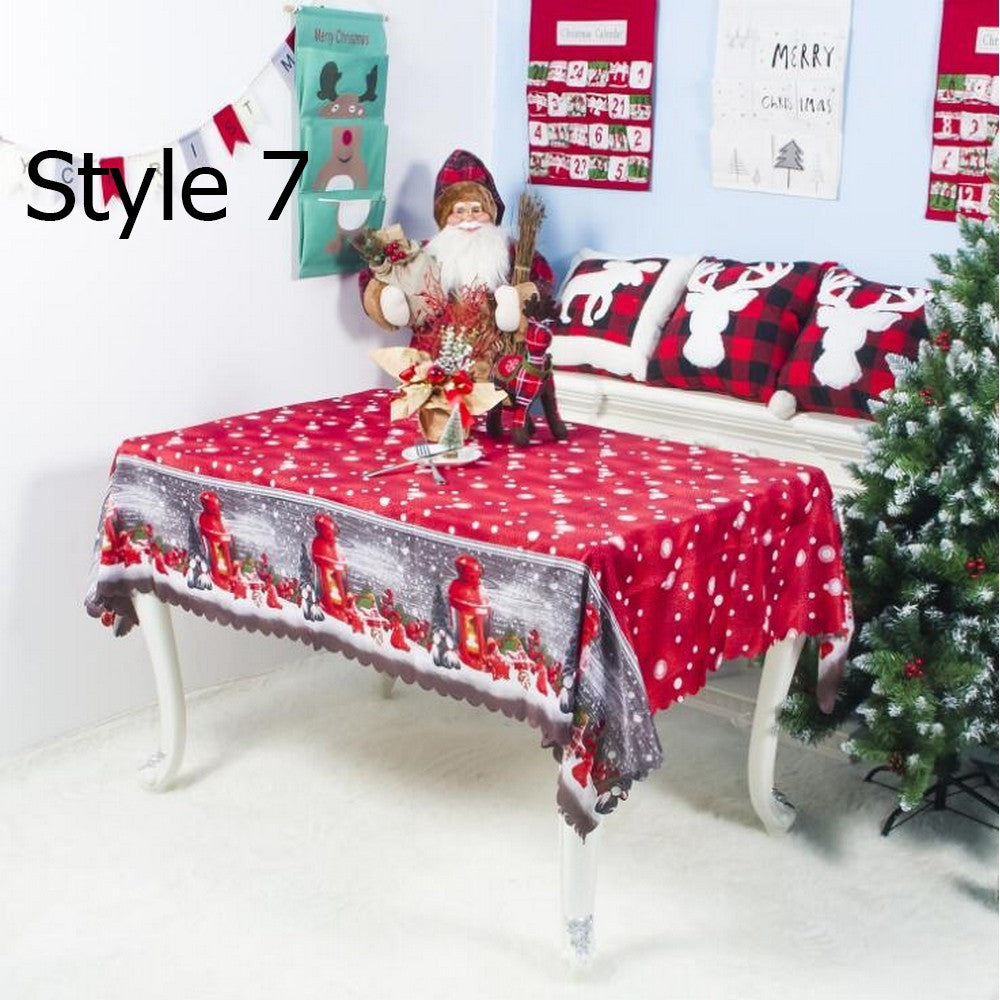 Christmas Floral Jacquard Tablecloth