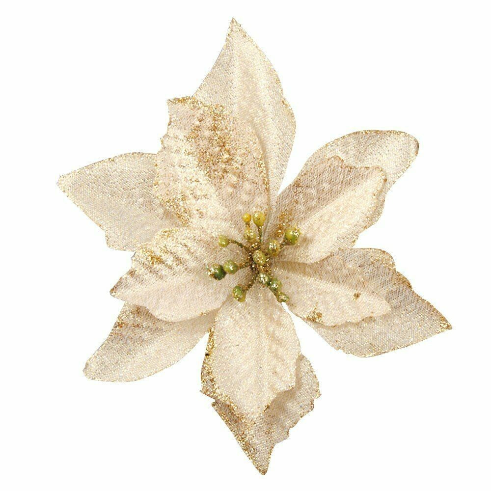 60 Pieces Hollow Flowers Glitter Christmas Tree Decoration