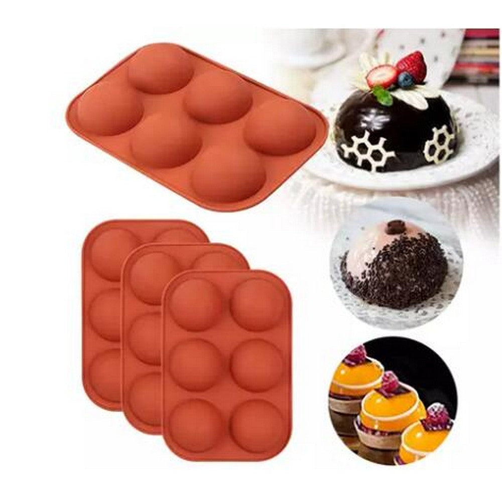 4 Pack FDA Approved Silicone 6 Holes Semi Sphere Silicone Mold Chocolate Cake Mold Jelly Pudding Mold Handmade Soap Mold Baking Tool