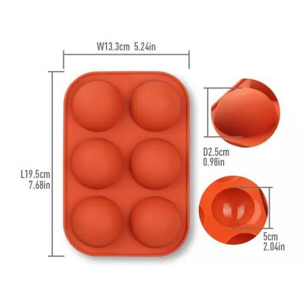 4 Pack FDA Approved Silicone 6 Holes Semi Sphere Silicone Mold Chocolate Cake Mold Jelly Pudding Mold Handmade Soap Mold Baking Tool