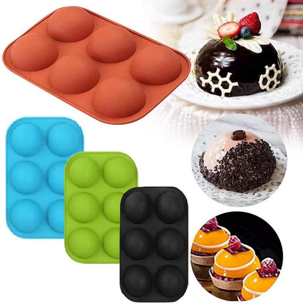 4 Pack FDA Approved Silicone 6 Holes Semi Sphere Silicone Mold Chocolate Cake Mold Jelly Pudding Mold Handmade Soap Mold Baking Tool