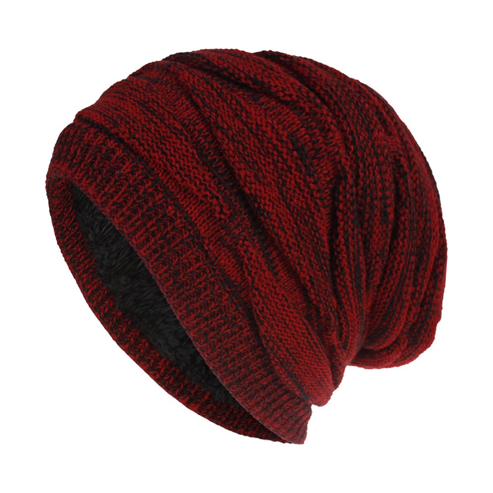 Knitted Hat for Women Men Beanies Hat Winter Warm Hat Soft Stretch Cap Outdoor Warm Hat Red