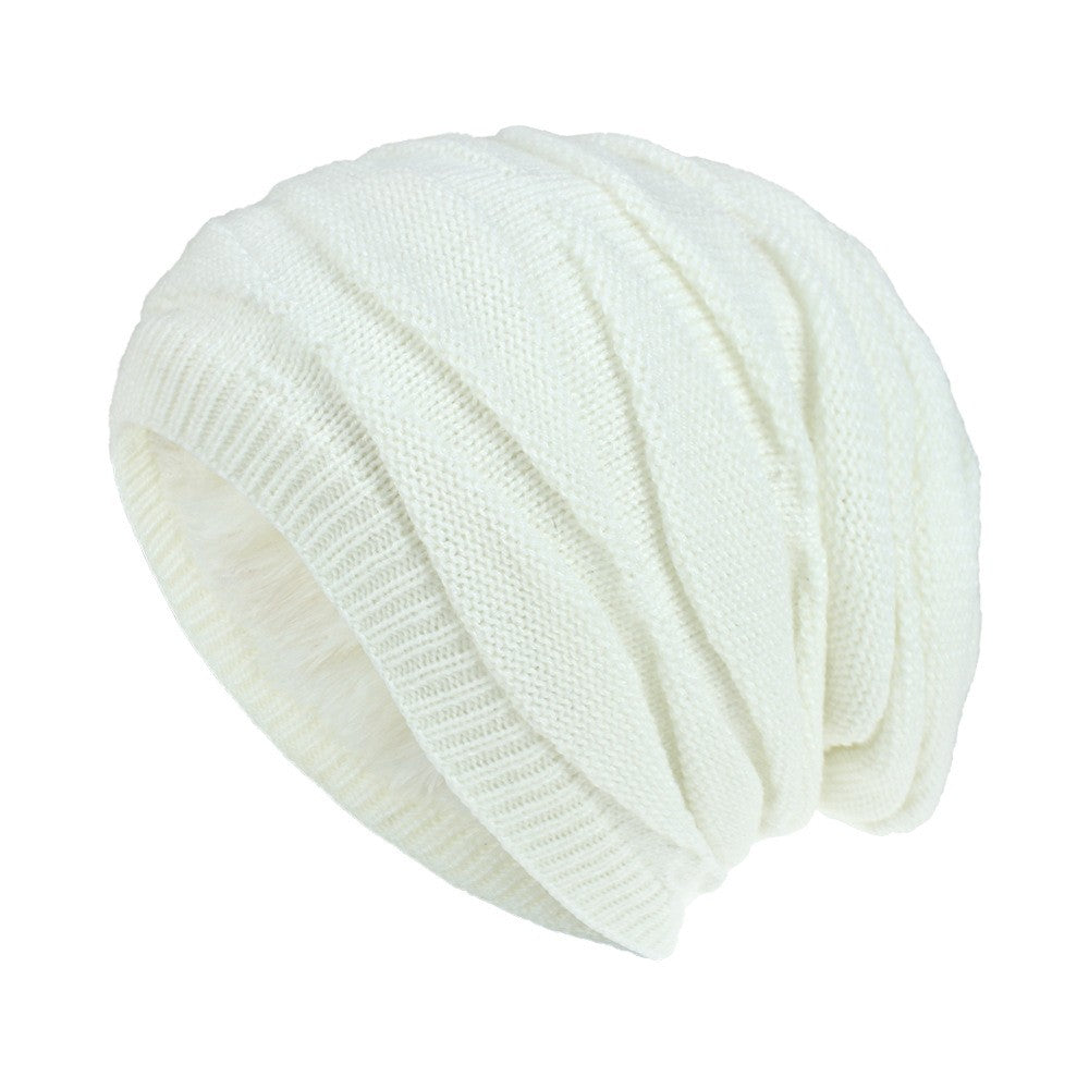 Knitted Hat for Women Men Beanies Hat Winter Warm Hat Soft Stretch Cap Outdoor Warm Hat White