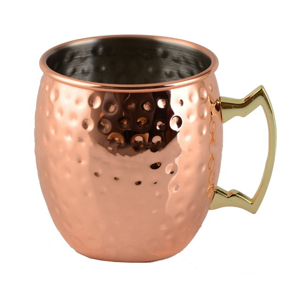 4 X Smooth and Hammered Moscow Mule Stainless Steel Copper Finished Mugs Ice Cold Drinking Cups