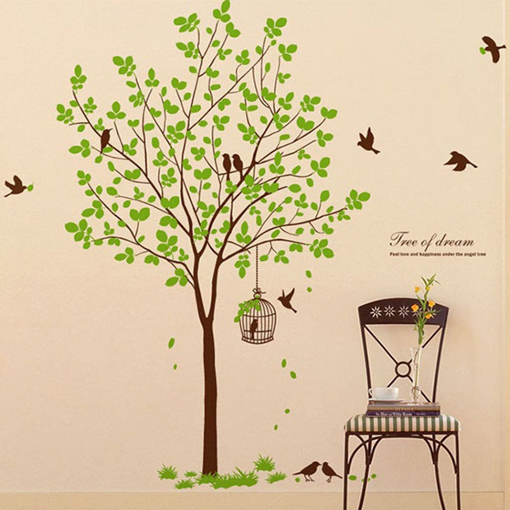 Tree With Bird Cage Decal
