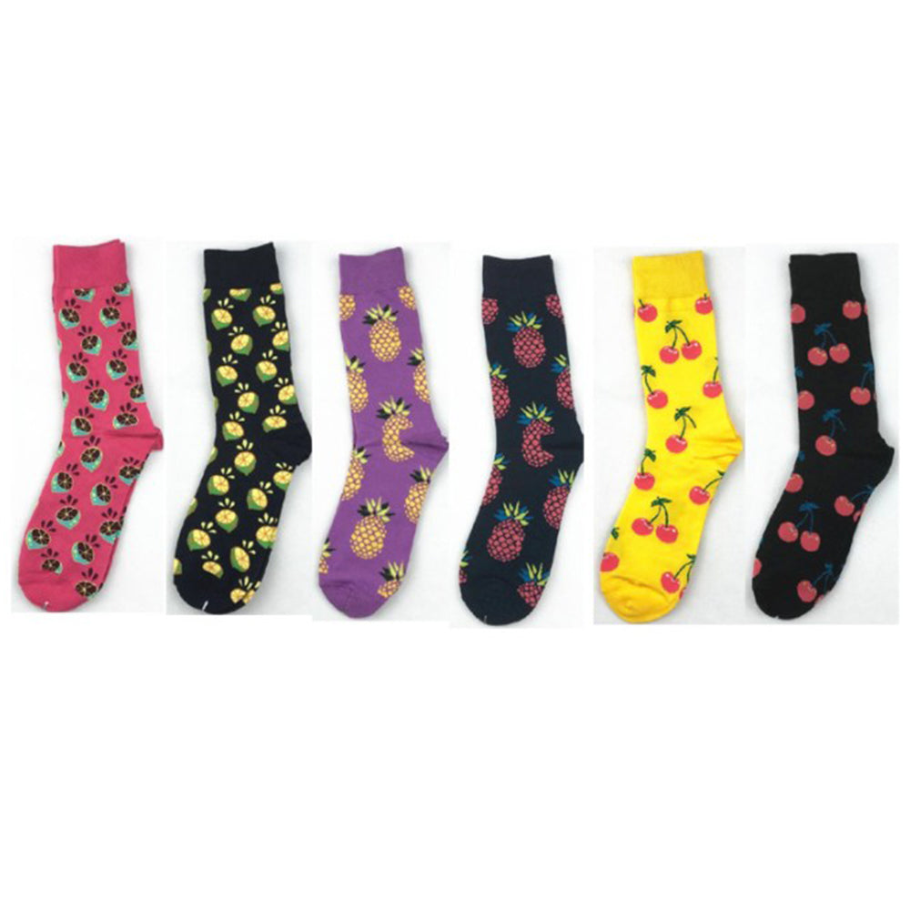 10 Pairs of Novelty Printed Men's Socks Set Fruits Pattern and Colourful Graphics Pattern